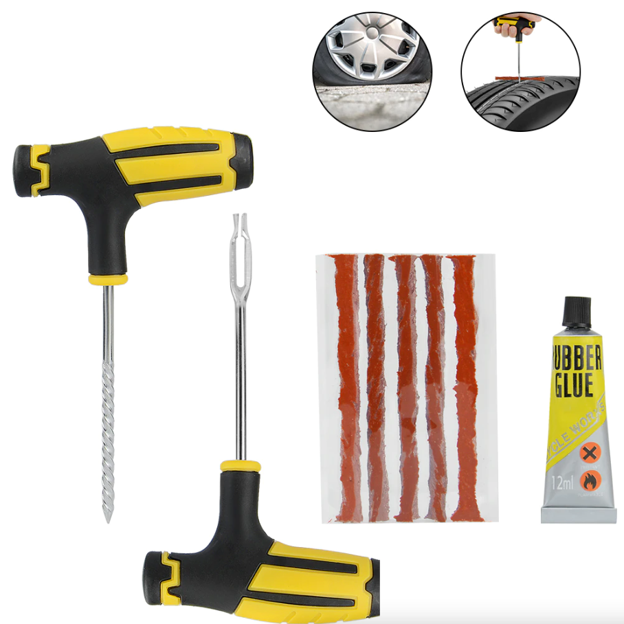 Kit de Reparación de Neumáticos 68pc DIY para Reparación de Neumáticos Planos de Auto, Camión, Motocicleta, Hogar con Parches y Tapones