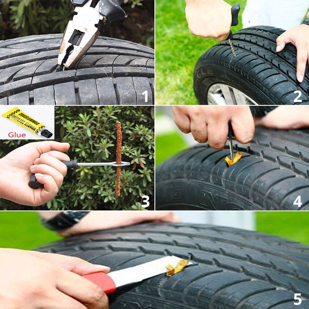 Kit de Reparación de Neumáticos 68pc DIY para Reparación de Neumáticos Planos de Auto, Camión, Motocicleta, Hogar con Parches y Tapones